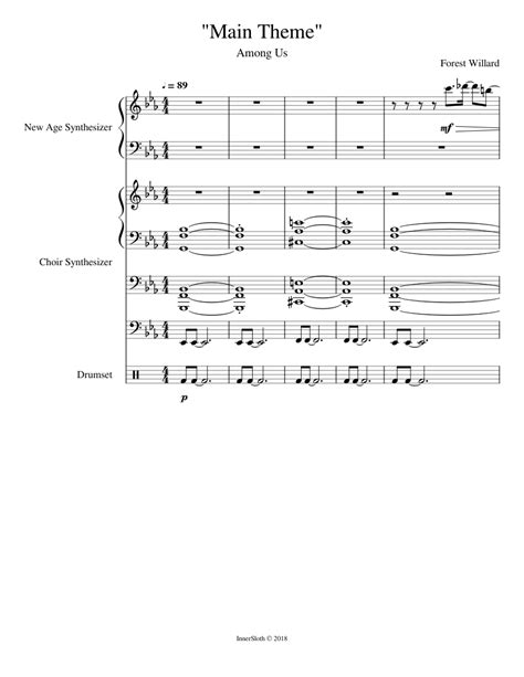 Main Theme Among Us Sheet Music For Drum Group Synthesizer Mixed