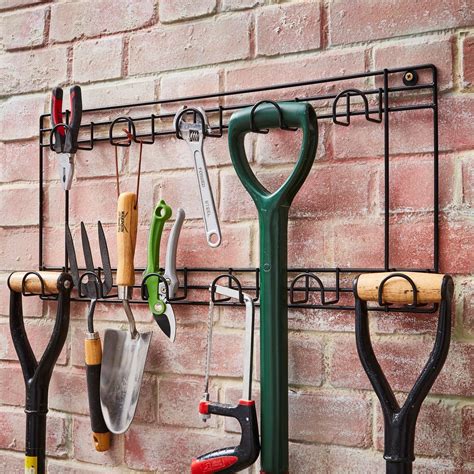 Two Tier Garden Tool Rack 11 Hook Wall Mounted Hanger Shed