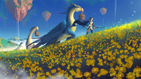 Fantasy Creature Hd Yellow Flower Hd Wallpaper