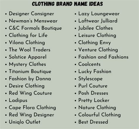 1200 Catchy Clothing Brand Name Ideas For Entrepreneurs Next Gala