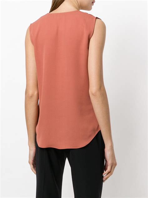 Theory Silk V Neck Tank Top In Brown Lyst