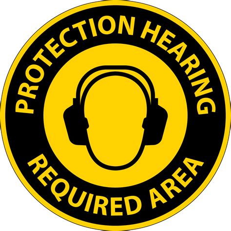 Caution Double Hearing Protection Sign On White Background 10953848