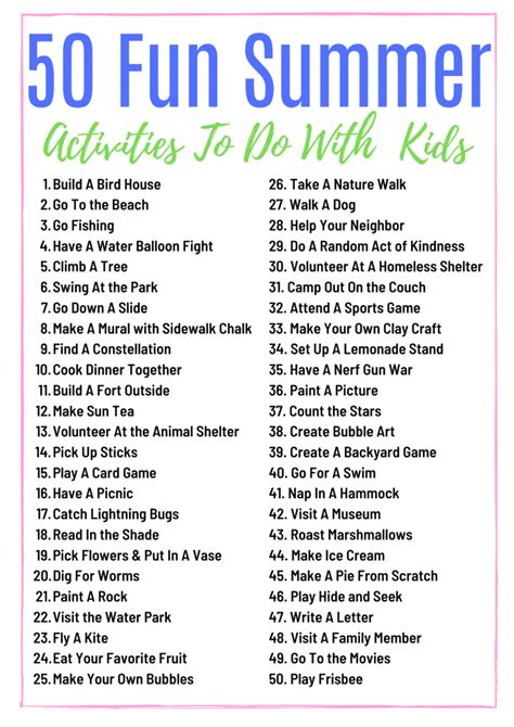Printable Summer Activity List For Kids Views From A Step Stool