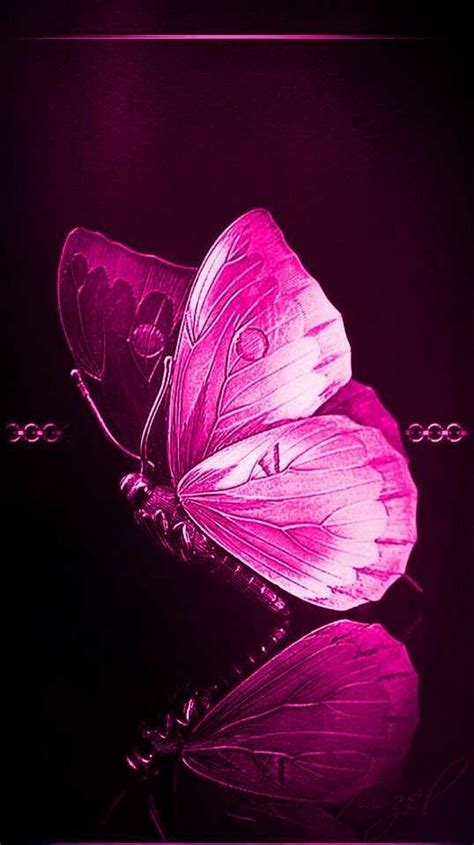 Hot Pink Butterfly Glitter Phone Wallpaper Pink Wallpaper