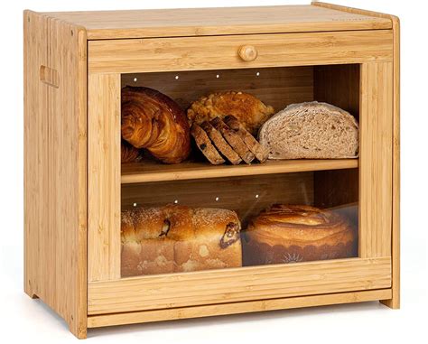 Zc5hao Large Bread Box Wood Bread Boxes For Kitchen Countertop Shelf