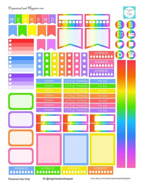 Free Printable Rainbow Planner Stickers For Erin Condren Planner