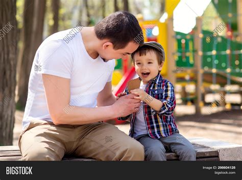 Father Son Sit On Image Photo Free Trial Bigstock