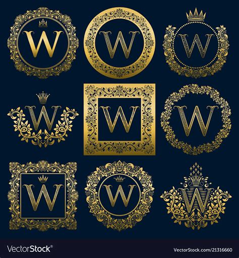 Vintage Monograms Set Of W Letter Royalty Free Vector Image