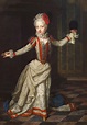 Erzherzogin Maria Amalie (1701-1756) im Tanzkleid mit einer Maske in ...