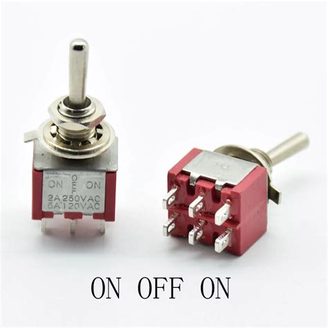 Pcs Pin Dpdt On Off On Position A Vac Mini Toggle Switches Mts Business