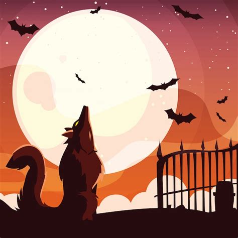 Free Vector Wolf Background Howling At The Moon