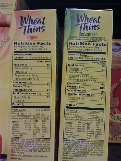 Wheat Thins Reduced Fat Nutritional Value Besto Blog