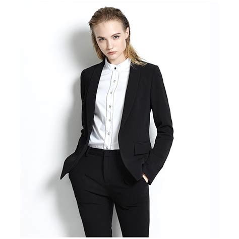 black womens business suits office uniform designs women trouser suit slim fit formal pant suits