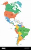 The Americas, single states, political map with national borders ...