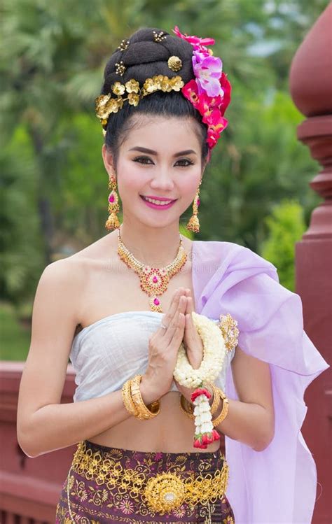 Thai Woman In Traditional Costume Of Thailand Stock Photo Image Of