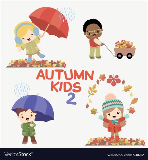 Autumn Kids Activities Royalty Free Vector Image