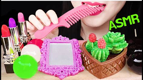 Asmr Edible Cactus Edible Hair Brush Comb Jelly Edible Lipstick 먹는 빗 먹는 거울 먹는 립스틱 먹방 Youtube