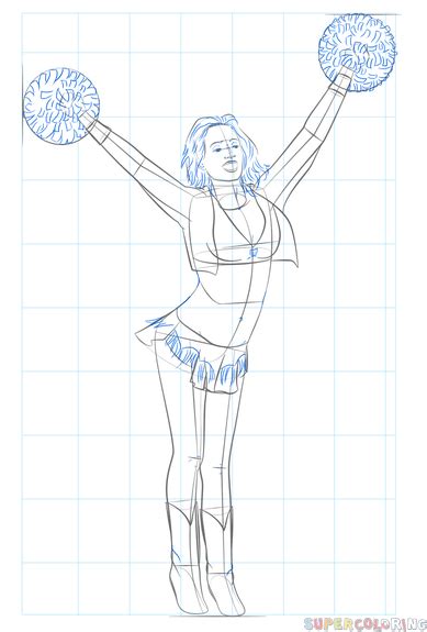 How To Draw A Cheerleader Step By Step Drawing Tutorials