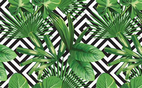 Palm Leaves Tropical Wallpaper For Walls Palms Over Diamonds