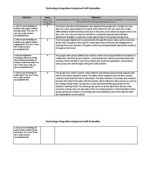 Technology Integration Assignment Pdf Rubric Academic Applied