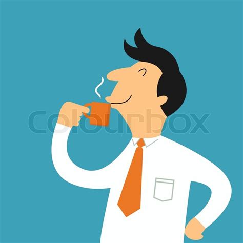 Businessman Drinking Hot Coffee From A Stock Vector Colourbox