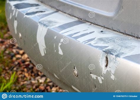 Rear Bumper Sedan Damaged In An Accident On The Road Stock Image