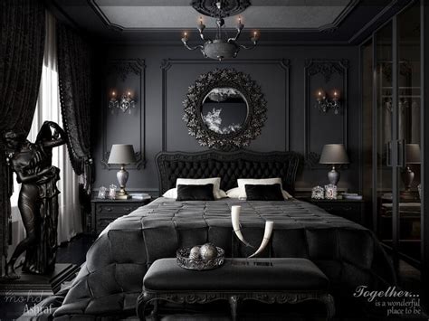 The rich black paint finish beautifully embracing the warm cottage design of the greensburg bedroom collection creates a relaxing atmosphere along with the function of the ample storage within the footboard and. ArtStation - Elegant Black Bedroom.., mohd ashraf in 2020 ...