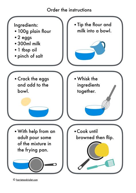 Pancake Instruction Ordering Pancake Day Printable Teaching