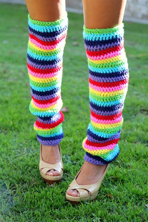 Rainbow Leg Warmers Over The Knee Crochet Leggings Thigh Etsy