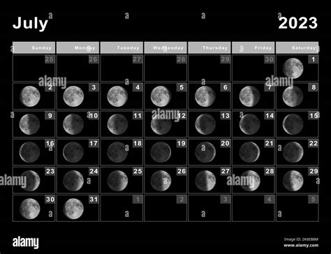 Julio 2023 Calendario Lunar Ciclos Lunares Fases Lunares Fotografía