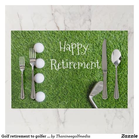 Golf Retirement To Golfer With Golf Ball On Green Paper Placemat