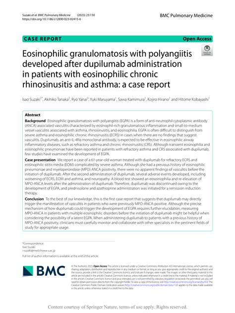 Pdf Eosinophilic Granulomatosis With Polyangiitis Developed After