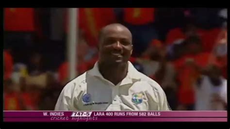 brian lara s world record 400 not out in test cricket youtube