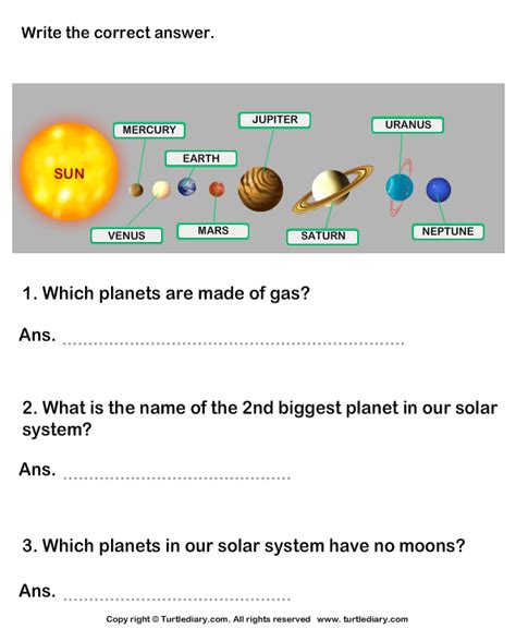 Questions On Solar System Worksheet Turtle Diary