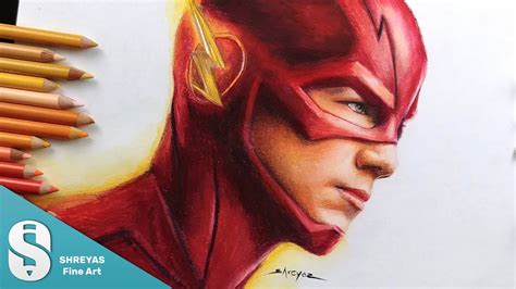 Speed Drawing The Flash Barry Allen Grant Gustin Color Pencil