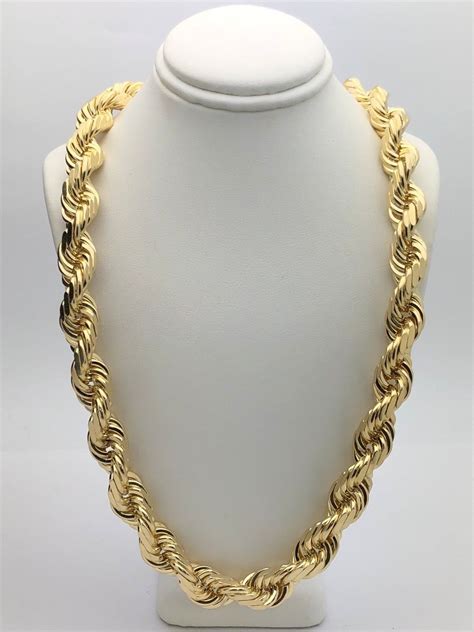 14k Yellow Gold Solid Twisted Diamond Cut Rope Chain Necklace 28 12mm