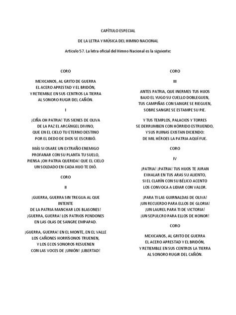 Himno Nacional Mexicano Letra Corto Para Imprimir Images And Photos