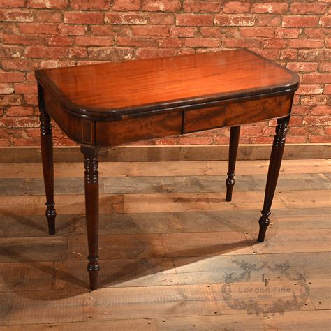 Antique English Regency Fold Over Tea Table C1820 Mahogany And Rosewood