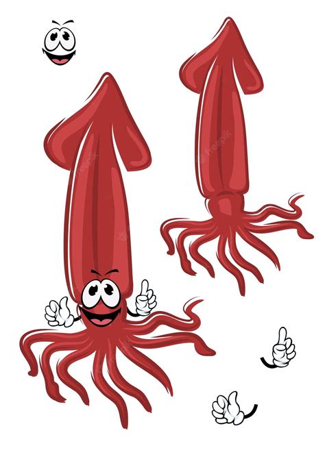 Premium Vector Cartoon Isolated Red Squid Character