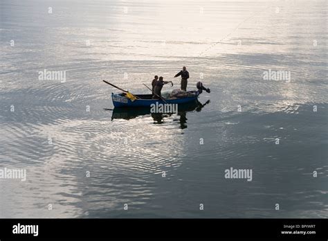 Aerial Photograph Of Fishermen In The Sea Of Galilee Stock Photo Alamy