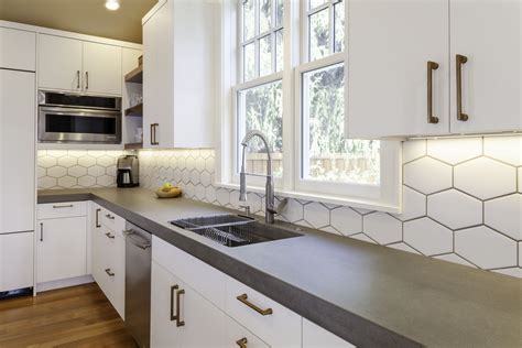 30 Concrete Counters White Cabinets