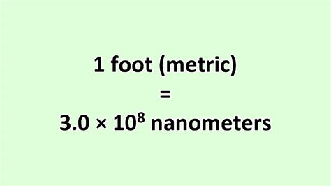Convert Foot Metric To Nanometer Excelnotes
