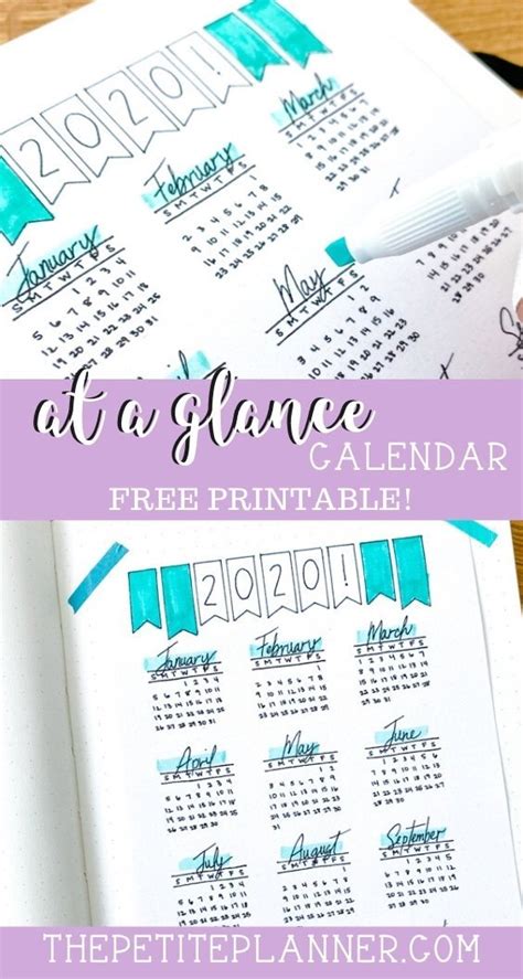 Free Year At A Glance Bullet Journal Printable 2020 ⋆ The Petite Planner