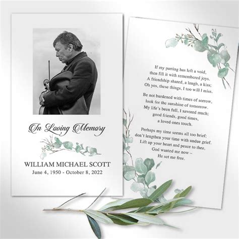 Customized Funeral Memorial Prayer Card Br