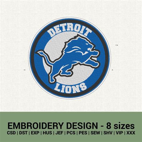 Detroit Lions Round Logo Badge Machine Embroidery Design New