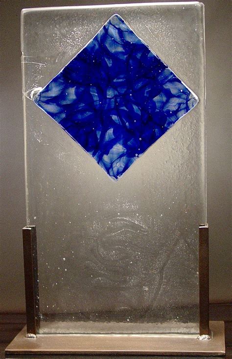 Cast Glass With Blue Diamond By Dierk Van Keppel Art Glass Sculpture Artful Home Glass