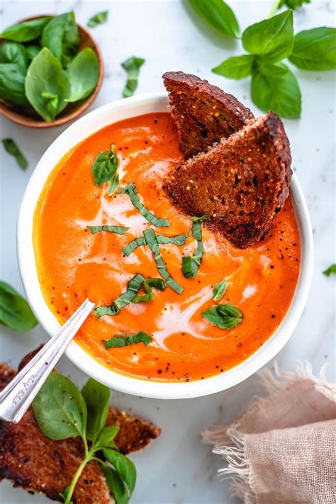 Vegan Tomato Basil Soup Easy Healthy Recipe Two Spoons