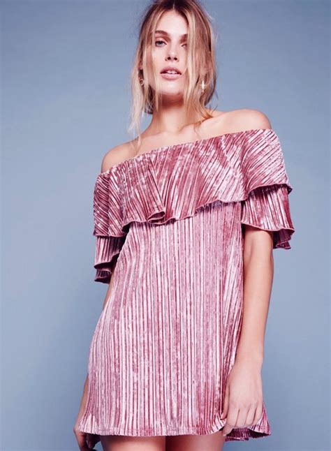 Pin By Virginia Ashby On Day Dresses Ruffle Velvet Dress Pink Pleated Dress Mini Slip Dress