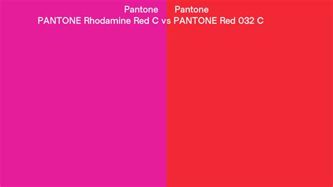 Pantone Rhodamine Red C Vs Pantone Red 032 C Side By Side Comparison