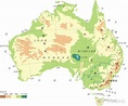 澳大利亚大陆地形特征：东部大分水岭纵贯南北，地势东西高中部低